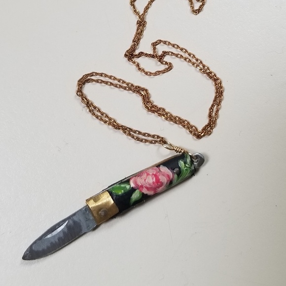 Vintage knife necklace handpainted - Picture 2 of 4